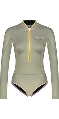 2024 Wallien Womens Nikki Van Dijk Bikini Cut 1mm Front Zip Springsuit Wetsuit 101006 - Moon